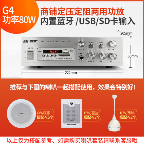 先科（SAST）SA-9008功放机家用重低音小型蓝牙空放器数字音响库存迷你全新大功率专业音箱吸顶 G4