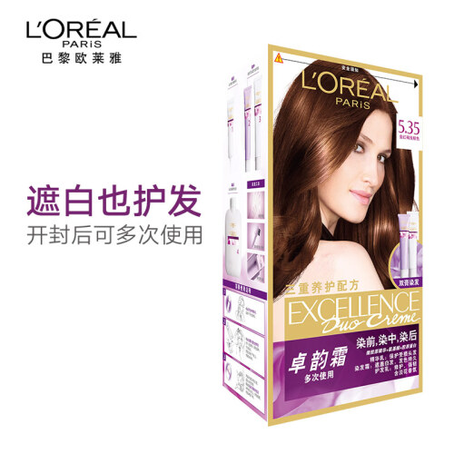 京东超市欧莱雅 （LOREAL） 卓韵霜特润双膏染发霜 #5.35金红褐浅棕色 48g*2+12ml+40ml