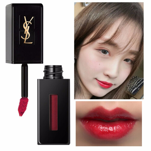 圣罗兰（YSL） 杨树林唇釉 黑管401#黑胶红霉果色 正红色