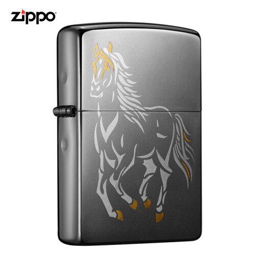 之宝(Zippo)打火机 黑冰馬 PVD浸染 雙色激光刻 28645-043373