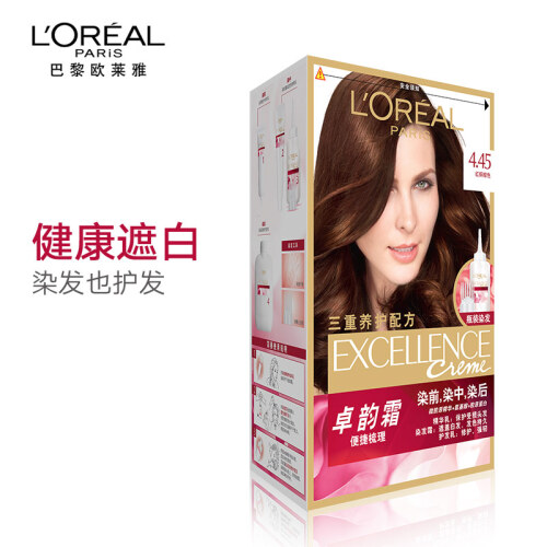 京东超市欧莱雅（LOREAL）卓韵霜护发染发霜＃4.45（红铜棕色）（深棕色系）