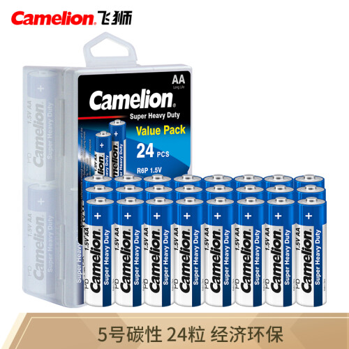 京东超市飞狮（Camelion）碳性电池 干电池 R6P/AA/5号 电池 24节 低耗玩具/遥控器/收音机/闹钟/手电筒