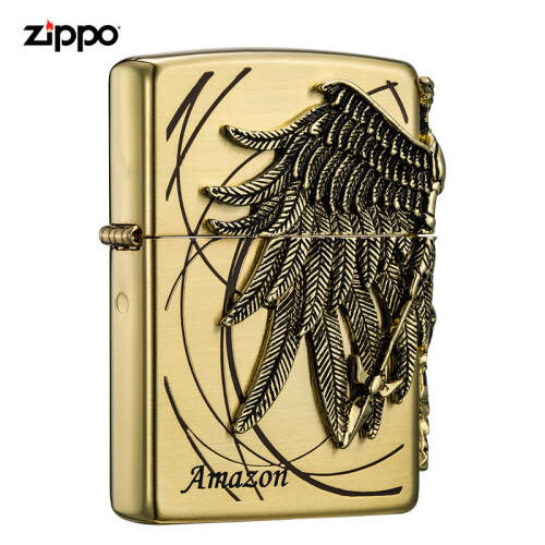 之宝(Zippo) 防风打火机 亚马逊女战士金色 三面贴章蚀刻 树脂印刷 ZBT-1-36a