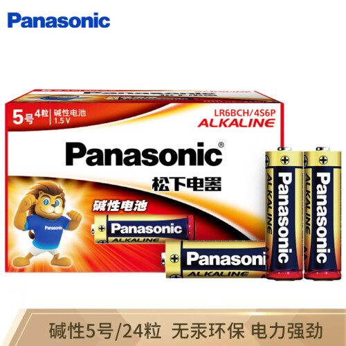 京东超市松下（Panasonic）5号五号AA碱性干电池24节盒装适用于遥控器玩具话筒LR6BCH/4S6P