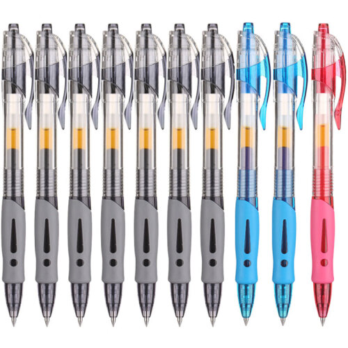 晨光(M&G)0.5mm/GP1008子弹头中性笔签字笔水笔套装(7黑2蓝1红) 10支/盒AGP02311