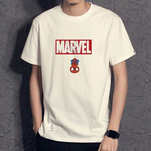 欧美潮牌漫威联名marvel短袖t恤男2019夏季新品短袖男女情侣装潮流宽松圆领蜘蛛侠复仇者联盟 4941白色 L