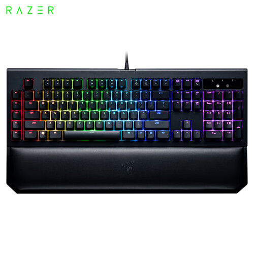 雷蛇(Razer)黑寡妇蜘蛛幻彩版V2 机械键盘 有线键盘 游戏键盘 109键 RGB 电竞 黑色 黄轴 有腕托