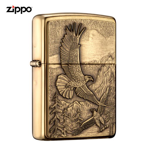 之宝(Zippo)打火机 高山鹰 拉丝黄铜徽章20854 煤油防风火机