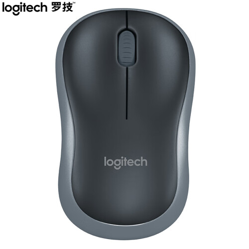 罗技（Logitech）M185(M186) 鼠标 无线鼠标 办公鼠标 对称鼠标 黑色灰边 自营 带无线2.4G接收器