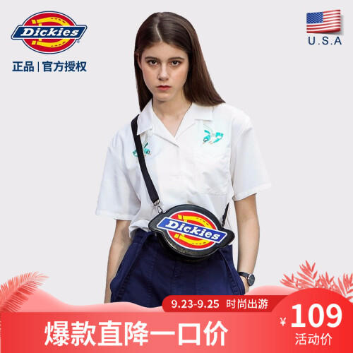 Dickies单肩包新款时尚零钱包潮流斜挎包女小包百搭休闲挎肩包D17-C031 黑色