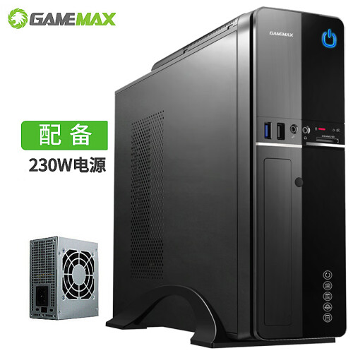 游戏帝国（GAMEMAX）小精灵 黑色 桌面电竞htpc主机箱（支持micro主板/U3/读卡器/配风扇/配额定230W电源）