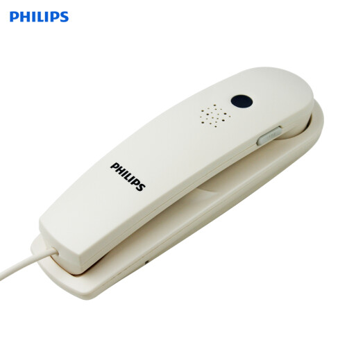 飞利浦(PHILIPS）电话机座机 固定电话 办公家用 壁挂机 桌壁两用 免电池  一键拨号TD2801白色