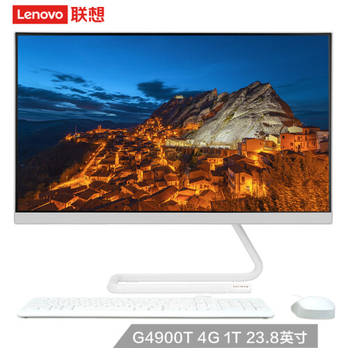 联想（Lenovo）AIO 520C逸系列致美一体台式电脑23.8英寸（G4900T 4G 1T WIFI 蓝牙  三年上门）白