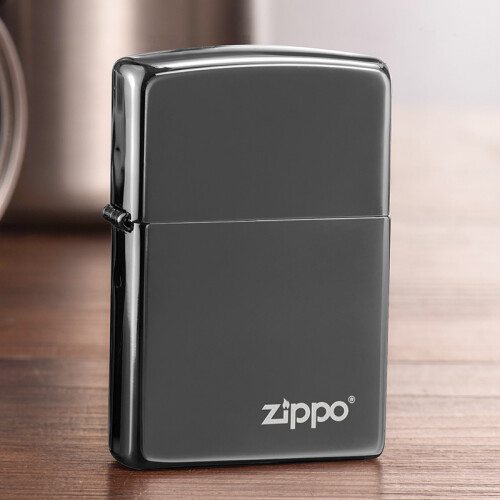 之宝(Zippo)打火机 黑冰商标 镀黑铬镭射150ZL 煤油防风火机