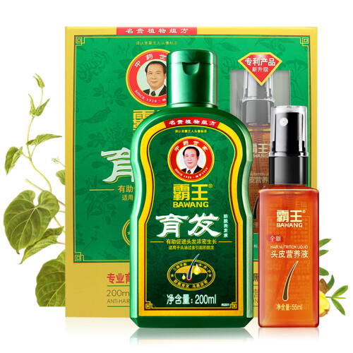 京东超市霸王防脱发洗发水生发液套装育发洗发液200ml+头皮营养液55ml（生姜汁控油增发密发洗头膏 育发液）