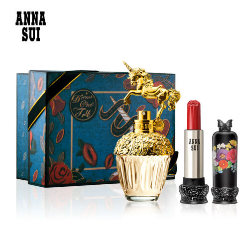 安娜苏（Anna sui）筑梦天马淡香水口红礼盒套装（独角兽筑梦天马30ml+繁花F401 艳红康乃馨色）