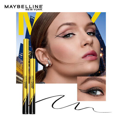 美宝莲（MAYBELLINE）极细防水眼线液 黑色 小金笔0.5g（防水不晕染眼线笔 极细易画 不易脱色 持久）