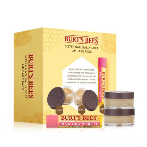 海囤全球【曾舜晞同款】 小蜜蜂 Burt'sBees 润唇三部曲组套（唇部磨砂+唇膜+皇牌润唇膏）天然补水滋润 防干裂脱皮