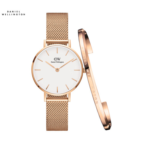 丹尼尔惠灵顿（DanielWellington）DW手表欧美28mm白盘金属女表DW00100219+小号手镯（礼盒装）