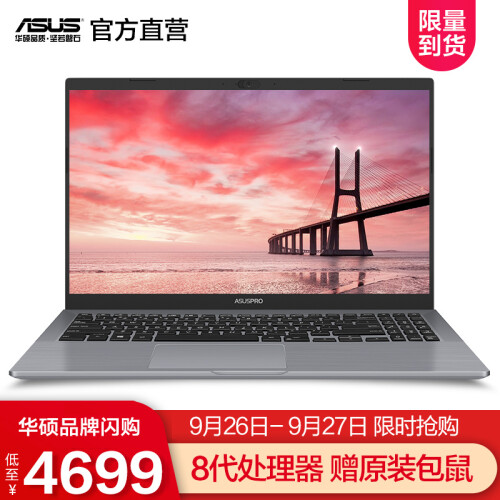 华硕（ASUS） 破晓7 英特尔酷睿 15.6英寸窄边框商务轻薄笔记本电脑 2G独显 银灰色 i7-8565U/8G/256GB+1TB