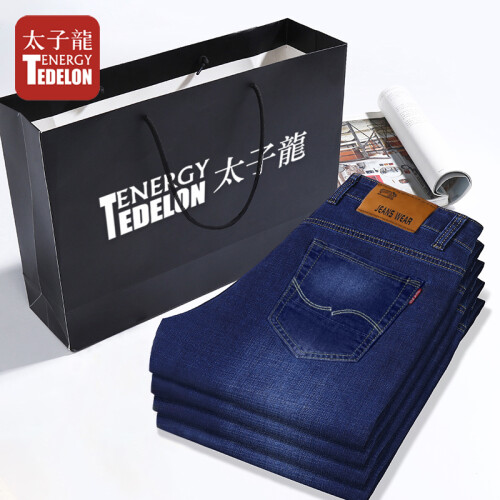 太子龙 TEDELON 牛仔裤男2019秋季新品商务休闲牛仔裤男弹力修身直筒中腰牛仔长裤男SS 815深蓝 31