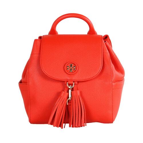 TORY BURCH 托里.伯奇 奢侈品 TB女包 橙红色牛皮双肩背包 48362 627 橙红色