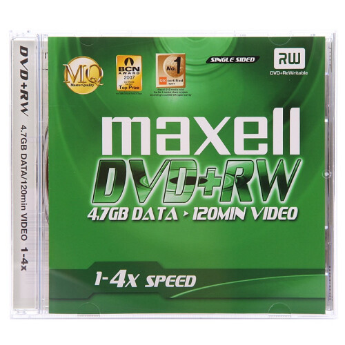 麦克赛尔（maxell）DVD+RW光盘 刻录光盘 光碟 可擦写空白光盘 4速4.7G台产 1片盒装