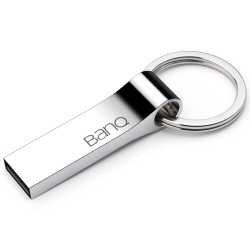 banq 8GB USB2.0 U盘 P9精品版 亮银色 大钢环便携设计 防水防震防尘 全金属电脑车载两用优盘