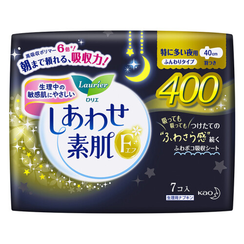 京东超市花王乐而雅（laurier）F透气棉柔纤巧超长量特多夜用卫生巾40cm 7片(日本原装进口) （新老包装随机发货）