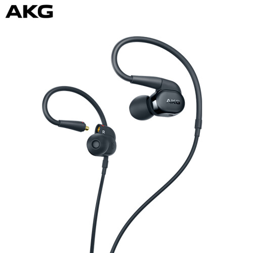 AKG N30 耳挂入耳式耳机 手机耳机 圈铁混合 高解析可换线 HIFI音乐 亮黑色