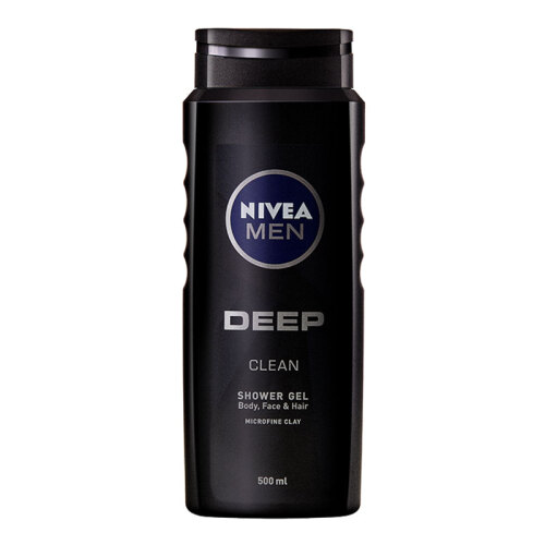 妮维雅(NIVEA)男士深黑DEEP矿泥醒体沐浴露500ml(沐浴液 德国进口 去角质)