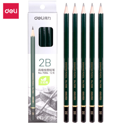 得力(deli)安全考试专用填涂答题卡2B木质铅笔学生铅笔 12支/盒7084