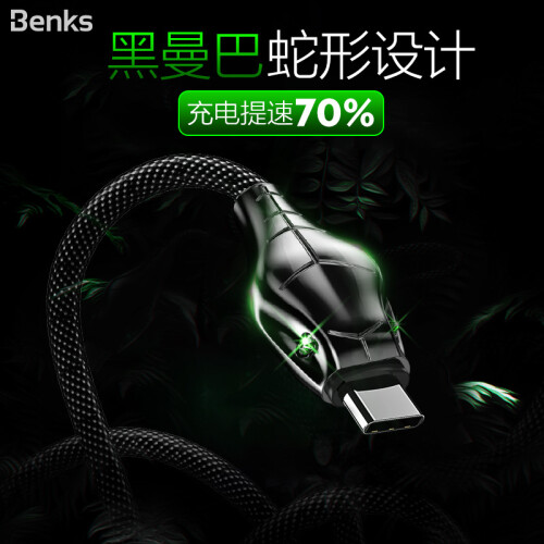 邦克仕(Benks)Type-C数据线 安卓手机电源线 华为Mate20/三星S9/小米手机充电器线 创意蛇形 灰色 5A快充1.2m