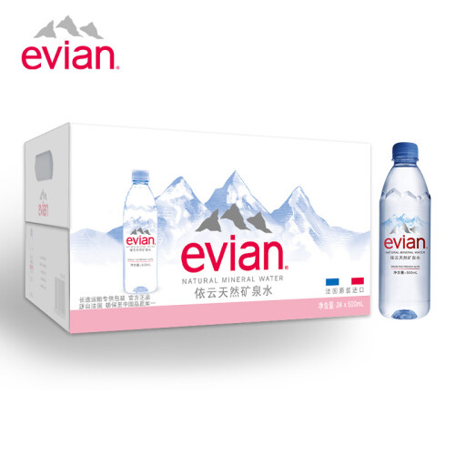 京东超市法国原装进口 依云（evian）天然矿泉水 500ml*24瓶 整箱 新老包装替换，随机发货