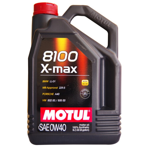 摩特（MOTUL）8100X-max 酯类全合成机油润滑油 0W-40 A3/B4 SN级 5L
