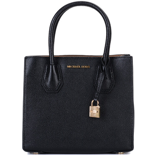 MICHAEL KORS 迈克·科尔斯 MK女包 MERCER系列黑色中号牛皮女士手提斜挎单肩包 30F6GM9M2L BLACK