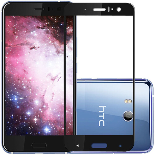 珍酷 HTC U11钢化膜 无白边覆盖高清透明防指纹抗蓝光保护玻璃5.5英寸贴膜 全屏黑色