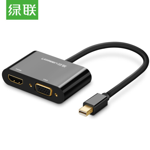 绿联（UGREEN）Mini DP转HDMI/VGA转换器线 支持苹果微软Surface笔记本电脑雷电接口连接电视投影仪 黑10439