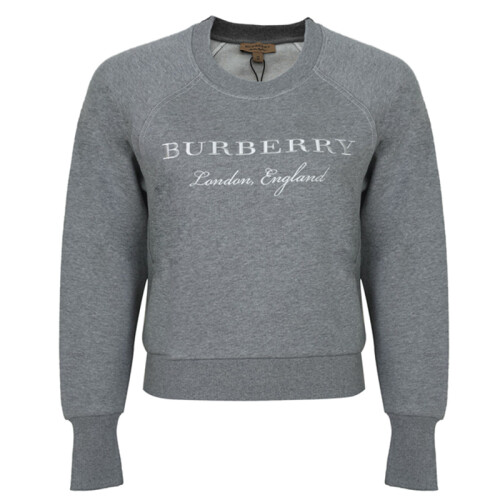 BURBERRY 巴宝莉 女士灰色棉质混纺字母绣花圆领长袖卫衣 40561721 L