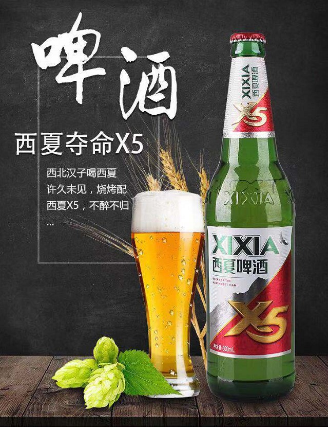 西夏x9xixia西夏x9醇麦啤酒465ml宁夏特产拉格黄啤24瓶进口voss芙丝