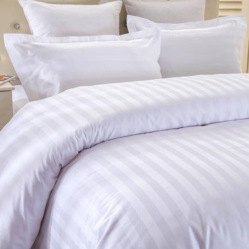 玉琦（YUQI）酒店床上四件套纯白色床单被罩加厚加密款2.0米床加厚白缎四件套