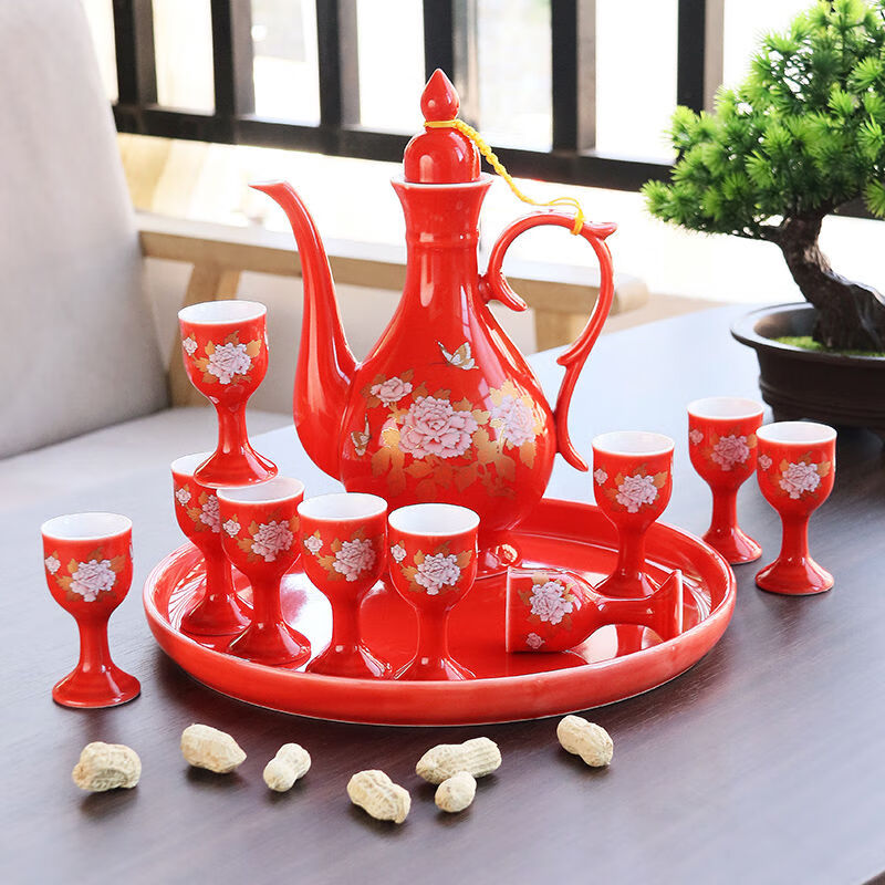 五粮液酒具古代酒具套装白酒仿古酒壶酒盅家用分酒器小酒杯复古高脚杯