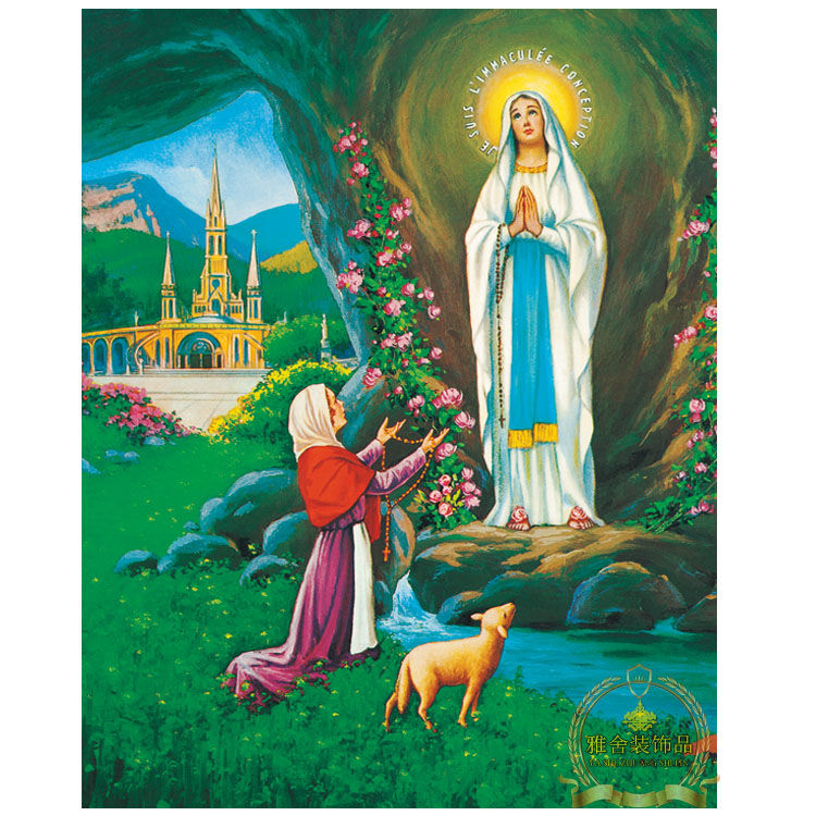 【】天使圣母玛利亚画像天主基督教徒客厅装饰画玄关挂画耶稣画像画芯