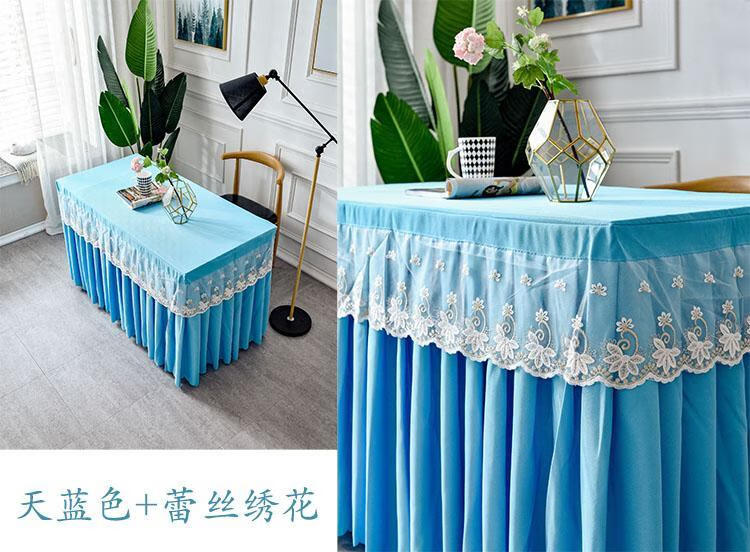 新款婚庆婚礼签到台甜品台自助餐网纱桌布生日派装饰台布蕾丝桌裙米