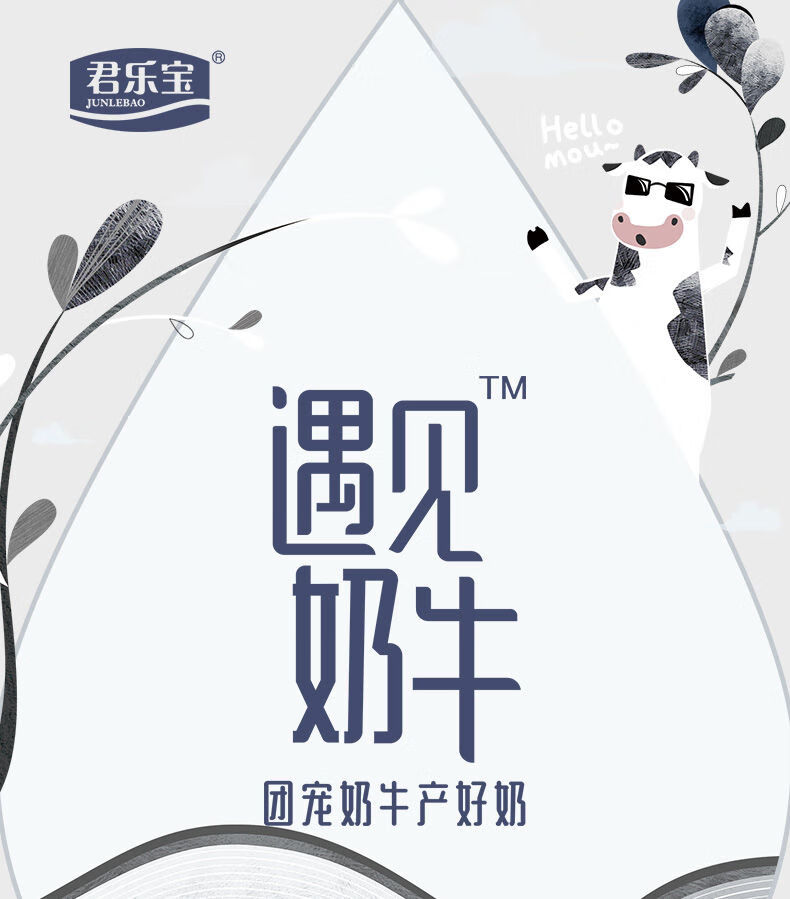 5折君乐宝纯牛奶200ml1224盒遇见奶牛纯牛奶学生早餐纯牛奶箱装遇见