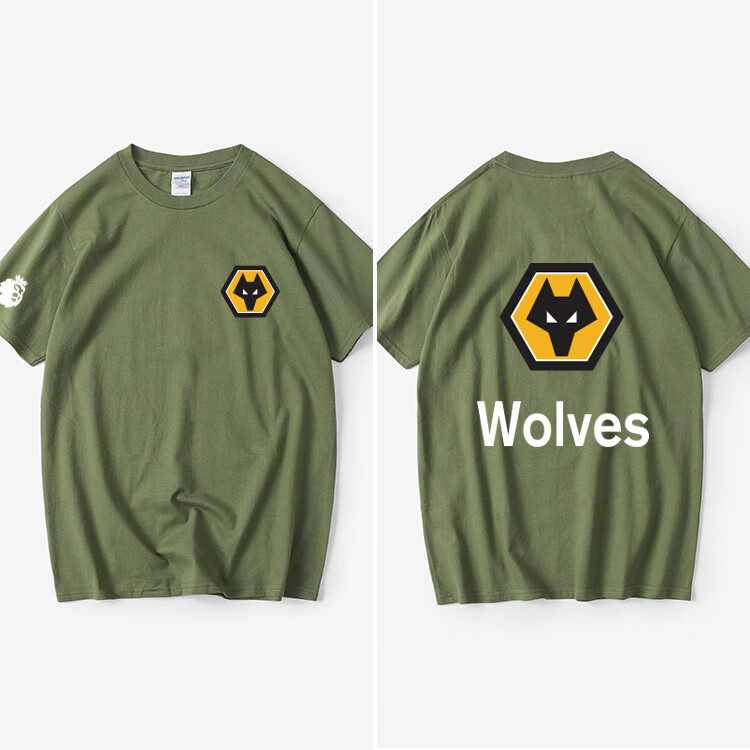 世界杯足球服狼队足球俱乐部球迷周边英wolvest恤个性衣服女男圆领