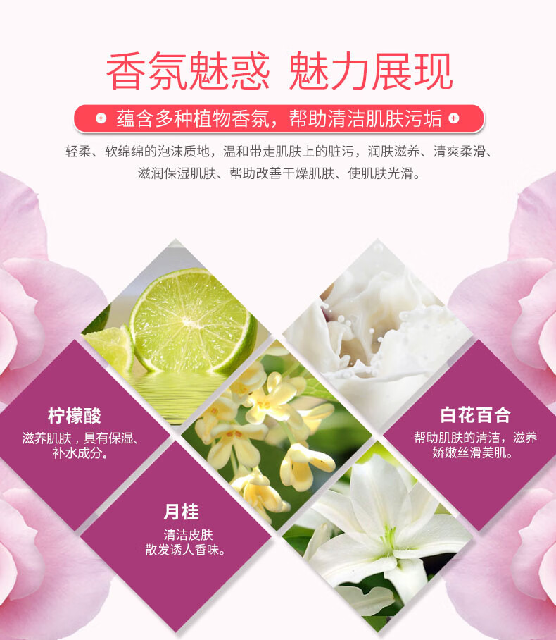 韩婵 清新润肤香水沐浴持久留香洁净肌肤滋润补水香氛沐浴 清新润肤/750ml