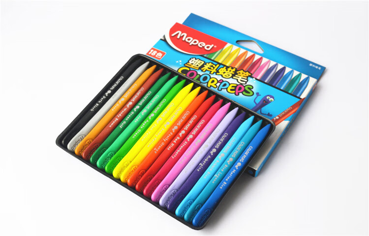 法国24色塑料蜡笔儿童画笔安全不粘手三角蜡笔童安全不脏手三角腊笔