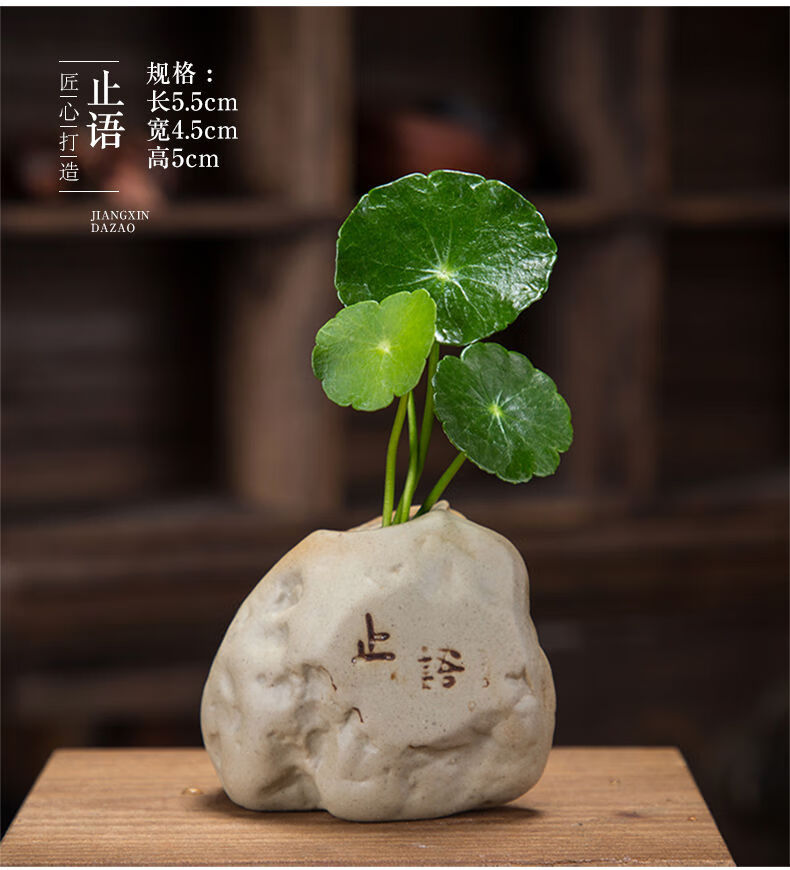 精选直发桌面摆件小饰品水培植物兰花花盆仿石头创意陶瓷迷你花瓶北极