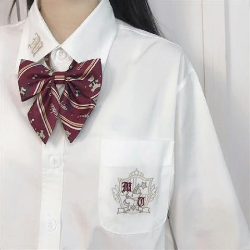 制服 全套学院风黑色jk衬衫日系学生制服少男女衬衣软妹设计情侣徽章